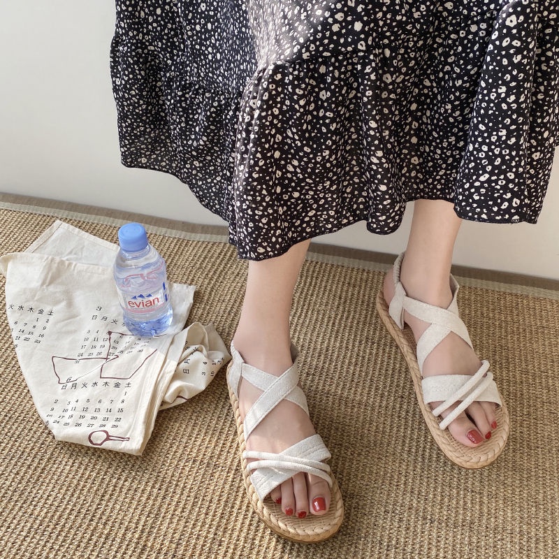 Giày Sandal Đế Bằng Phong Cách Hàn Quốc Thời Trang Mùa Hè Cho Nữ