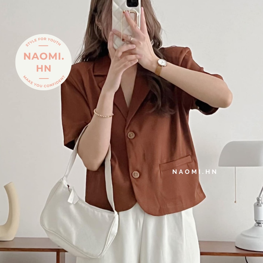 Áo blazer tay ngắn dáng ngắn croptop có độn vai đứng form. Blazer croptop tay ngắn trẻ trung nhiều màu hothit