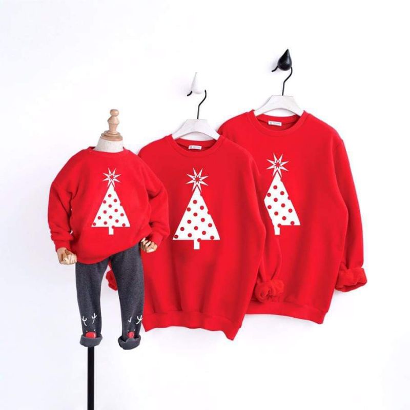 Áo gia đình Noel thu đông, vải nỉ đẹp mặc ấm hàng loại 1