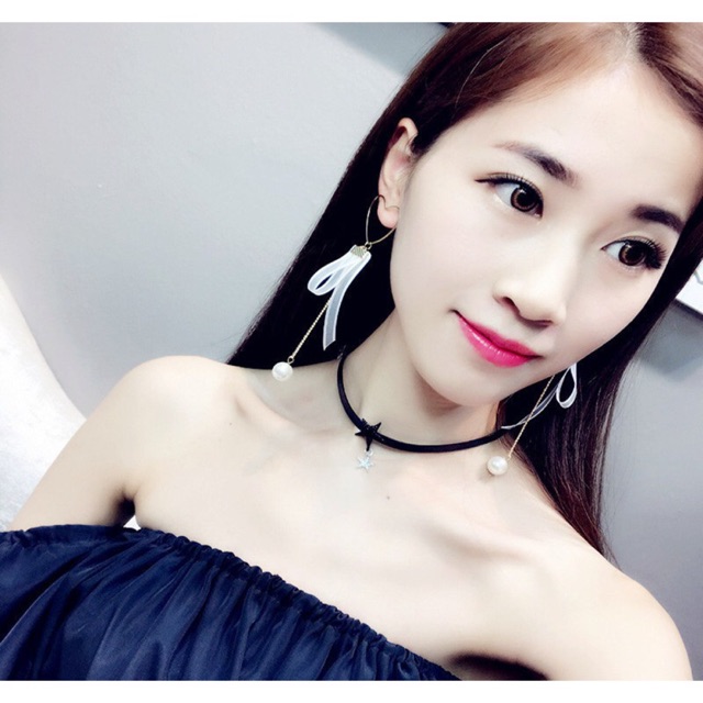 Bông tai tua rua hàn quốc khuyên tai tiểu thư ruy băng thiết kế phong cách bông tai Hàn Quốc dễ thương