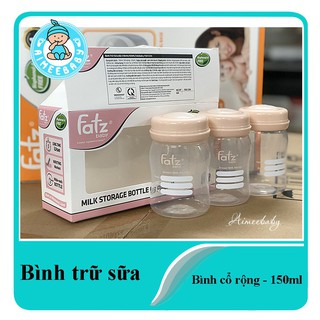 Made in Thailand Hộp 3 Bình trữ sữa CỔ RỘNG 150ml Fatz Fatzbaby FB0120N