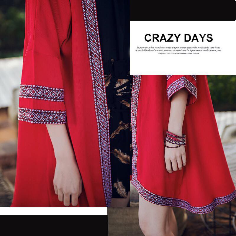 Áo CARDIGAN BOHO ĐỎ