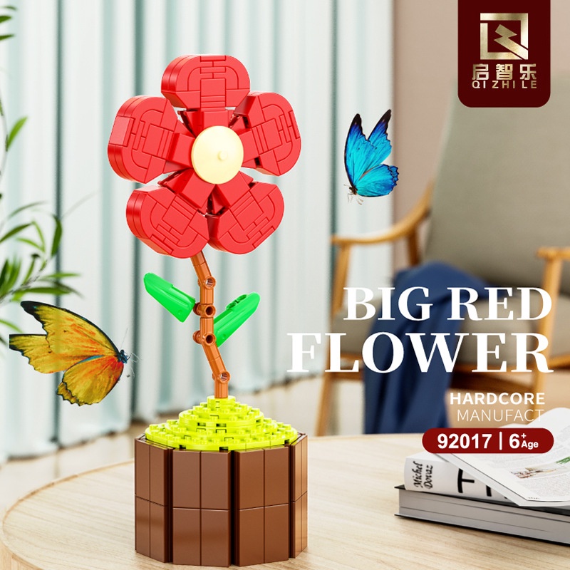 Đồ Chơi Lắp Ráp Đồ trang trí Chậu Hoa Đỏ 92017