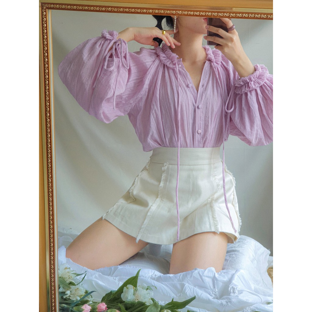 Áo Gypsyshirt màu mới tay áo và cổ được xé tua thủ công | BigBuy360 - bigbuy360.vn