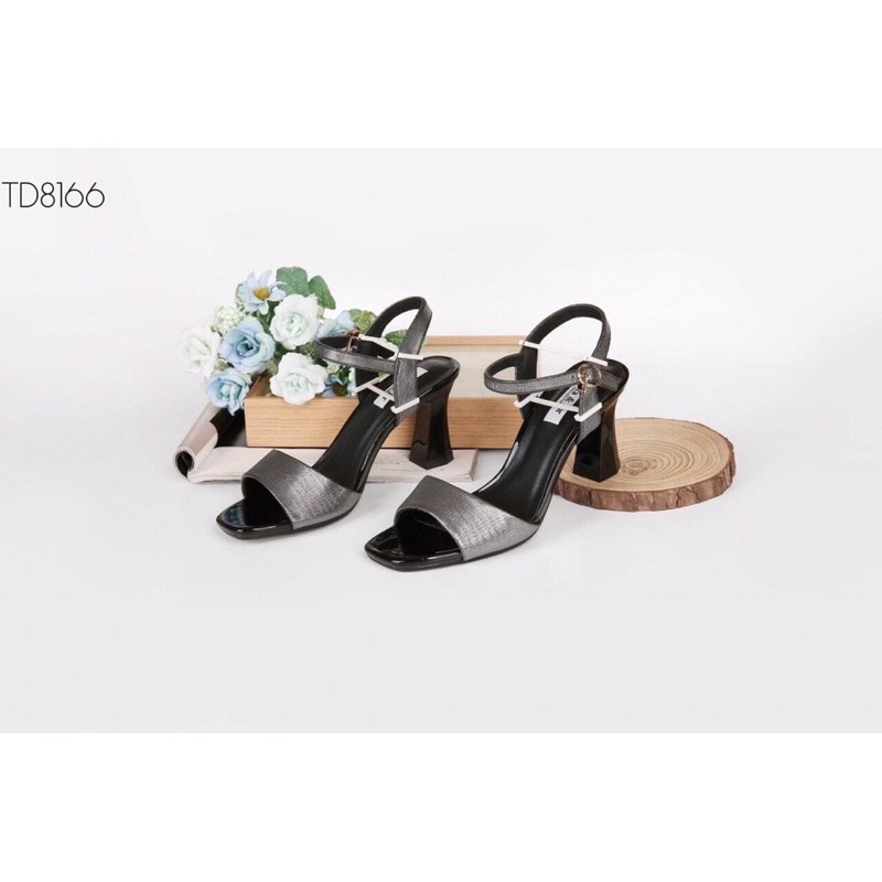 Giày sandal cao gót SATA & JOR mũi vuông phối dây mảnh 5cm