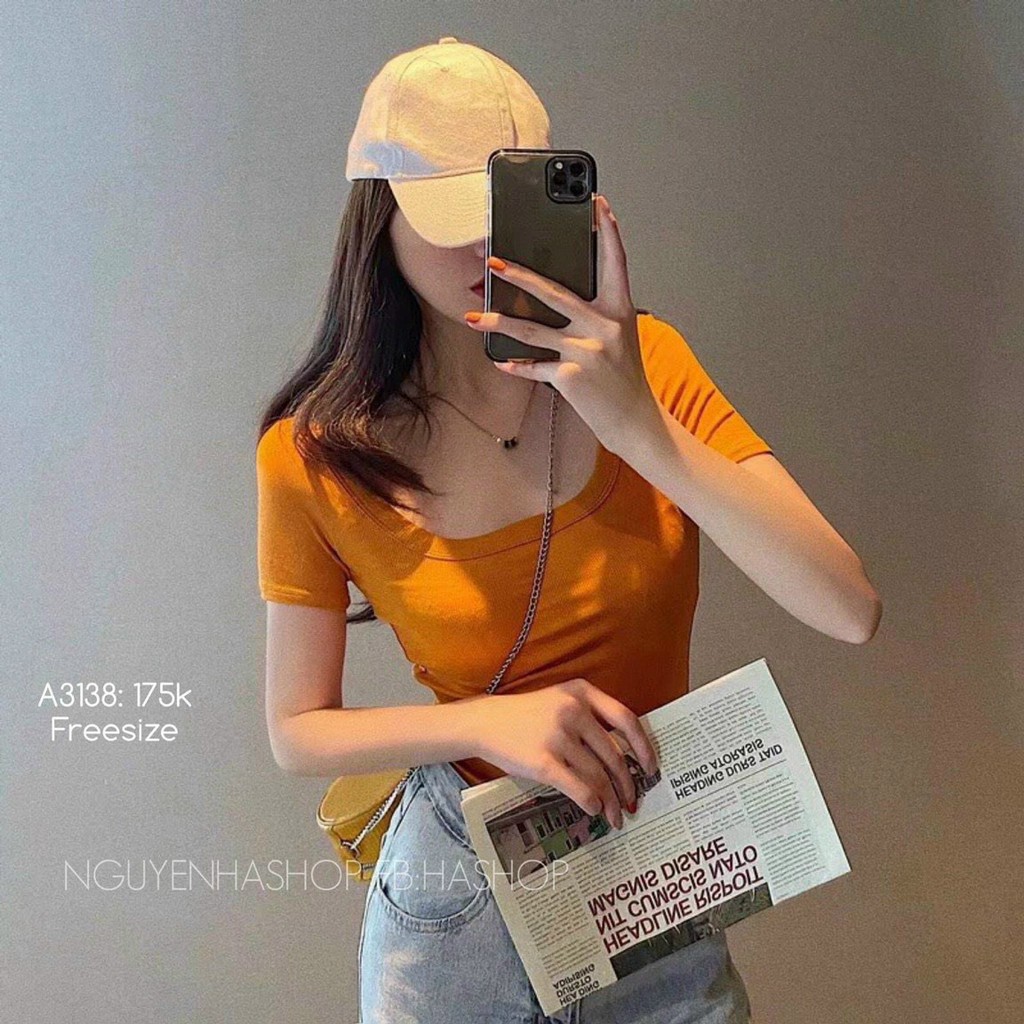 áo kiểu cổ tròn xinh chất bozip mềm hot hit thun mịn