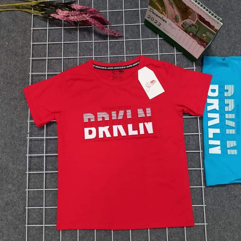 Áo thun cotton 100% chính phẩm hàng shop dập nổi cho bé trai size cồ