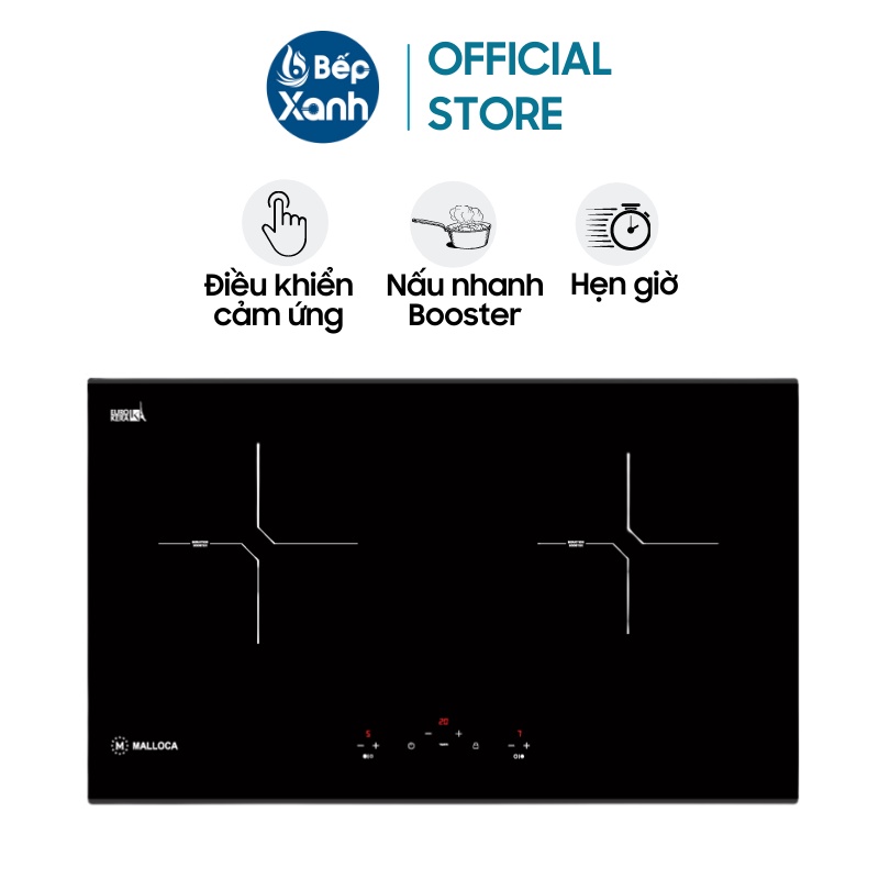 [TRẢ GÓP 0%] Bếp từ 2 vùng nấu Malloca MH-02I N - Hàng chính hãng