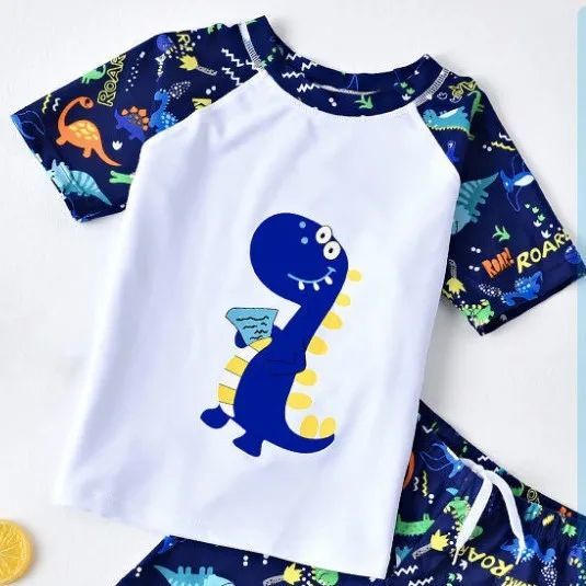 ♛Bộ Đồ Bơi Họa Tiết Khủng Long Hoạt Hình Dễ Thương Cho Bé Trai