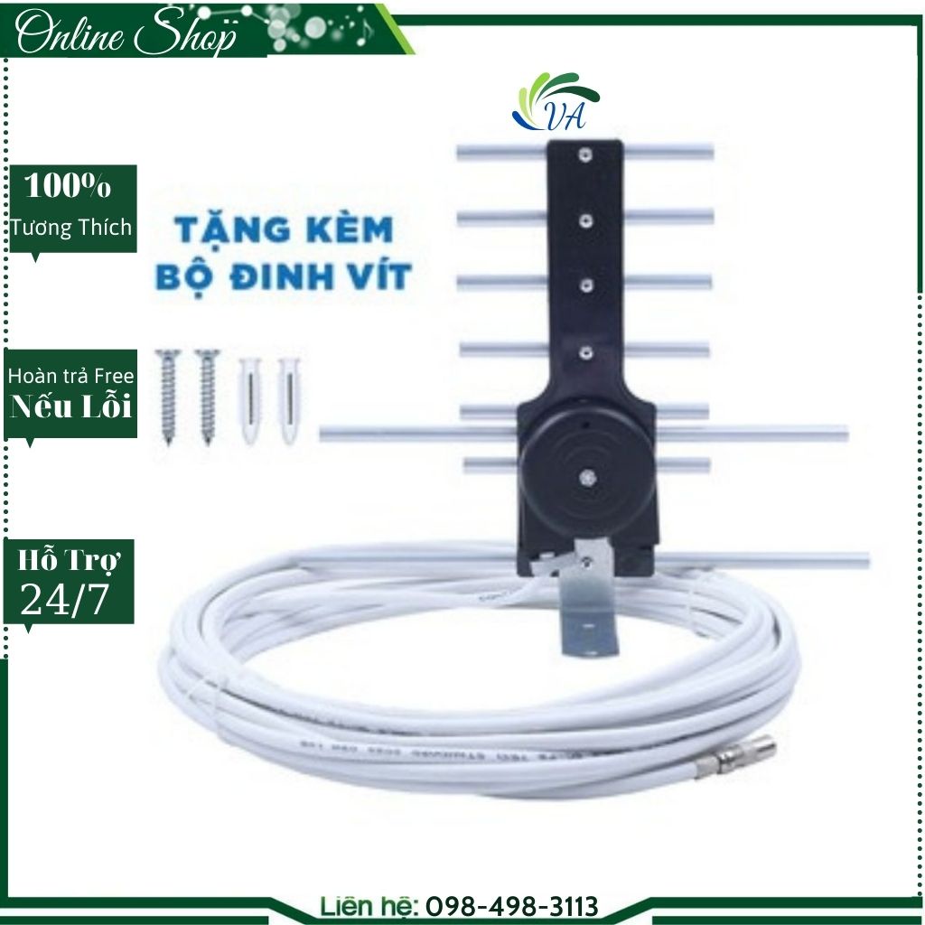 sản phẩm bộ Anten thông minh thu sóng DVB T2 + 13M dây cáp + Jack nối