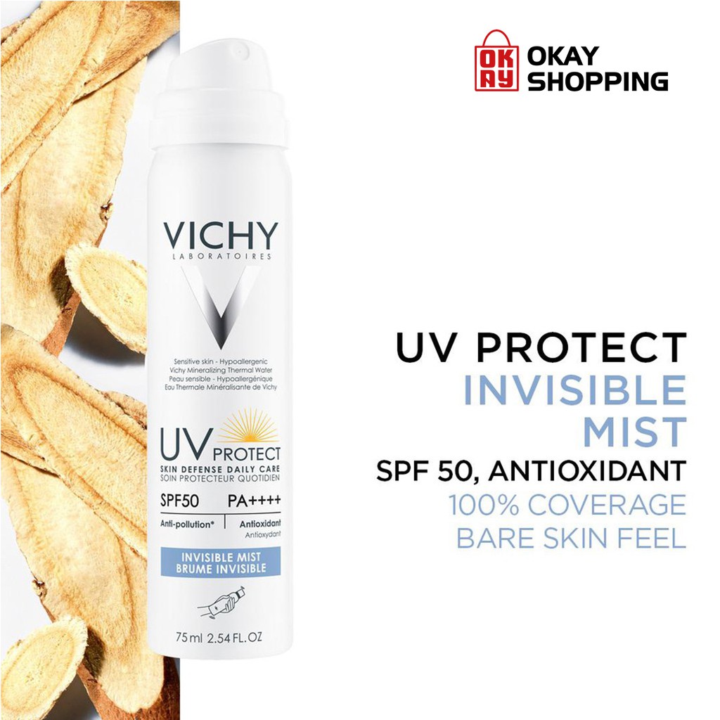 Xịt chống nắng chống ô nhiễm Vichy UV Protect Invisible Mist SPF50 PA++++ 75ml | BigBuy360 - bigbuy360.vn
