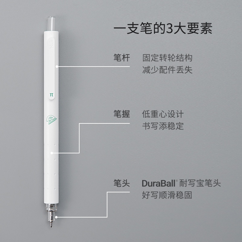 Hộp 4 bút bi Kaco Rocket hoc tập Trắng mực đen ngòi 0,5mm