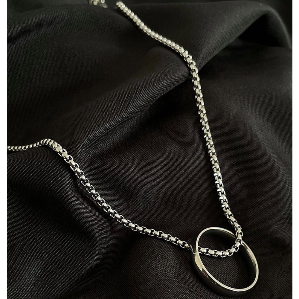 Vòng cổ nam nữ unisex dây chuyền PUN màu bạc Titan đẹp phụ kiện thời trang - R Chain