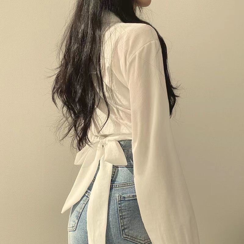 Áo Sơ Mi Lụa Crotop , Áo Sơ Mi Dáng Ngắn Cách Điệu