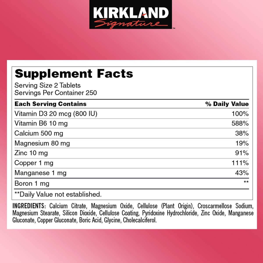 Viên uống Chắc xương Calcium Citrate With Vitamin D, Magnesium and Zinc hộp 500 viên của Mỹ
