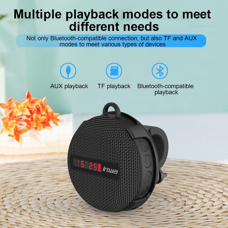 Loa Bluetooth Không Dây INWA Chống Nước Ipx65 Có Màn Hình LED Cho Xe Đạp / Xe Máy