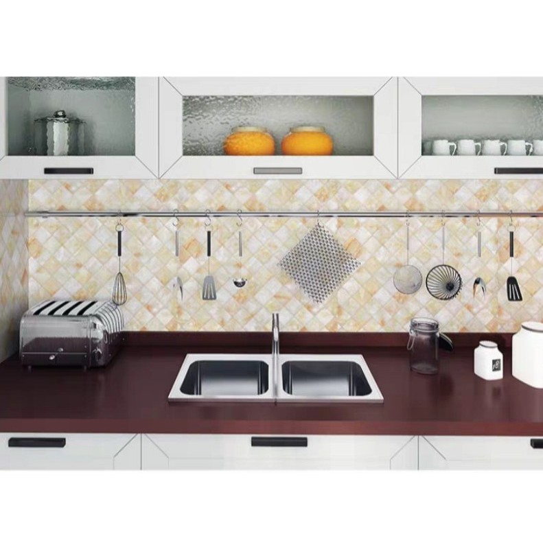 Decal giấy dán tường giả đá hoa cương ô chéo khổ 0.6m keo sẵn