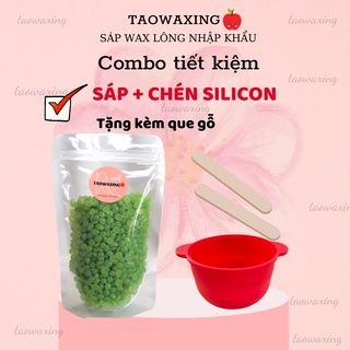 Combo Sáp Wax và Chén silicon (Tặng Que Gỗ) - taowaxing
