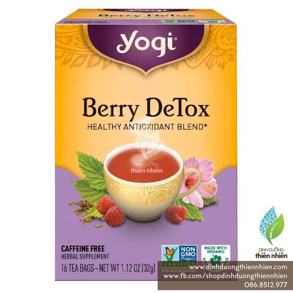 Trà Hữu Cơ Yogi Berry Detox, Chứa Chất Chống Oxy Hoá từ Acai Berry