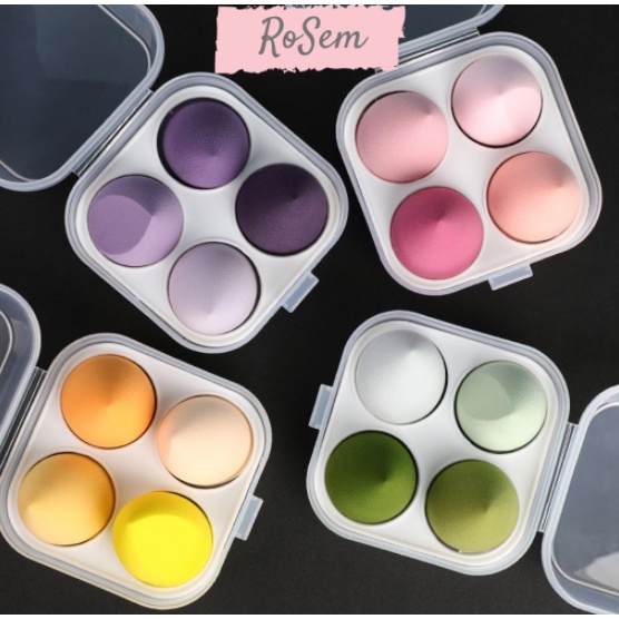 [FREE SHIP]Set 4 Mút Trang Điểm Hình Quả Trứng Nhiều Màu Sắc Sử Dụng Ướt Và Khô - Có hộp đựng | BigBuy360 - bigbuy360.vn