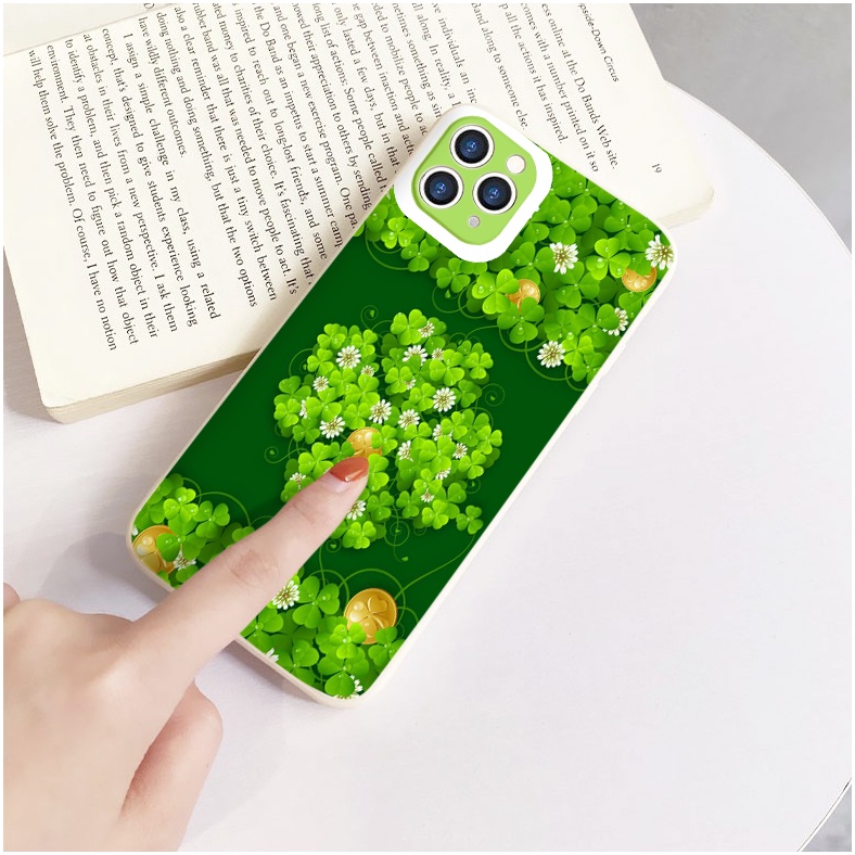 Ốp điện thoại iphone cỏ may mắn viền vuông bảo vệ camera ốp iphone 11/12/13pro/6/6s/7/8/plus/se2020/x/xr/xs/xsmax