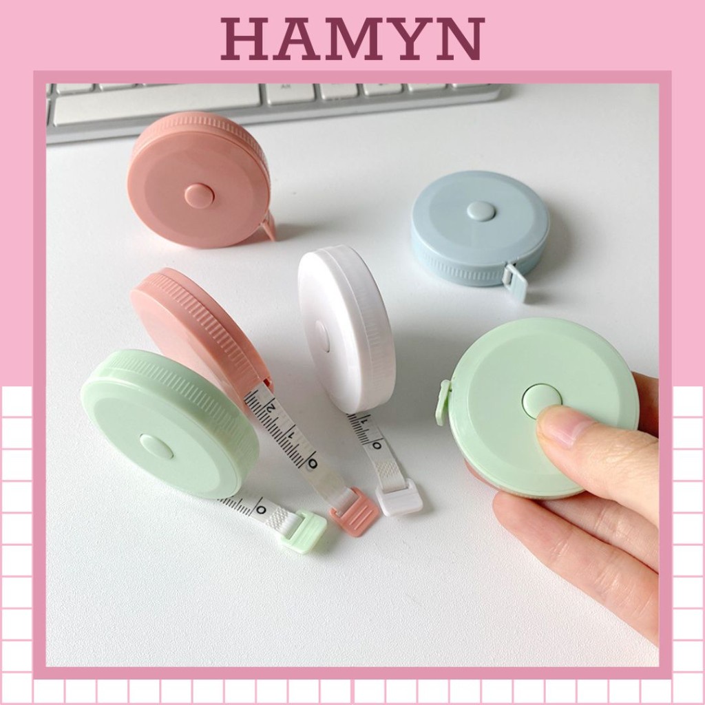 Thước dây đo mini may đo cơ thể dạng ấn nút thu gọn tiện lợi màu hồng GiGi Planet A72