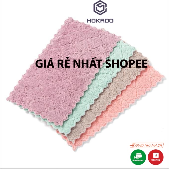 Khăn Lau Bếp Đa Năng HoKaDo 2 Mặt Siêu Thấm Nhanh Khô, khăn lau đa năng siêu mềm mại siêu sạch chống dính dầu mỡ