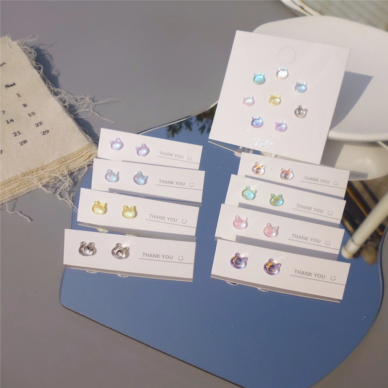 Bông tai arylic màu thạch hình mèo