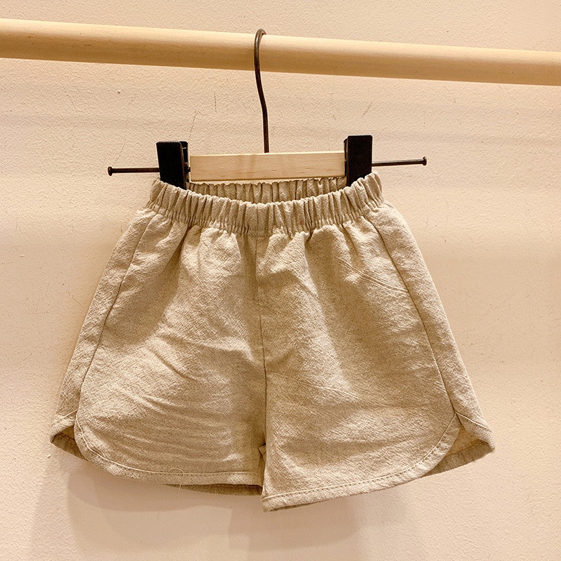 Quần Short Cotton Lanh Họa Tiết Kẻ Sọc Thời Trang Mùa Hè Hàn Quốc Cho Bé