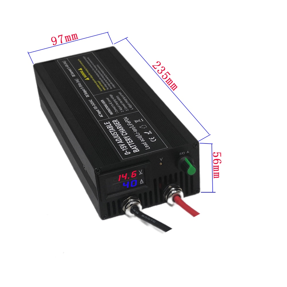 CN ✗12V 60A lifepo4 charger 20a 40A power lithium battery charger 110V-240V 12.6V14.6V quick fast adapter for 100ah200ah
