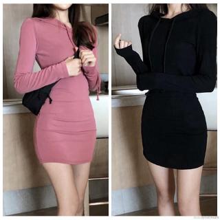 Đầm hoodie dáng ôm phong cách Hàn Quốc
