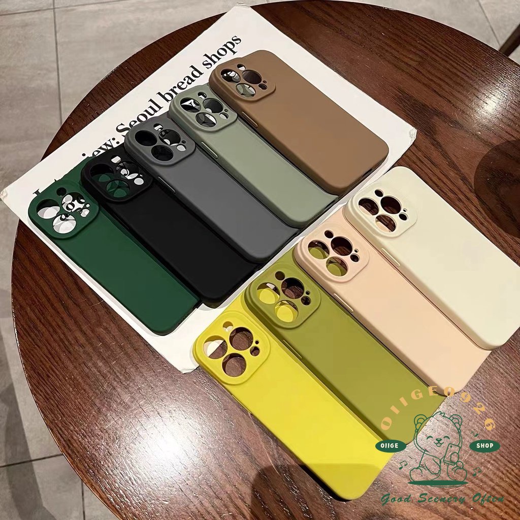 Ốp Điện Thoại Silicon Mềm Màu Trơn Đơn Giản Bảo Vệ Toàn Diện Cho Iphone 14 13 12 11 Pro Max