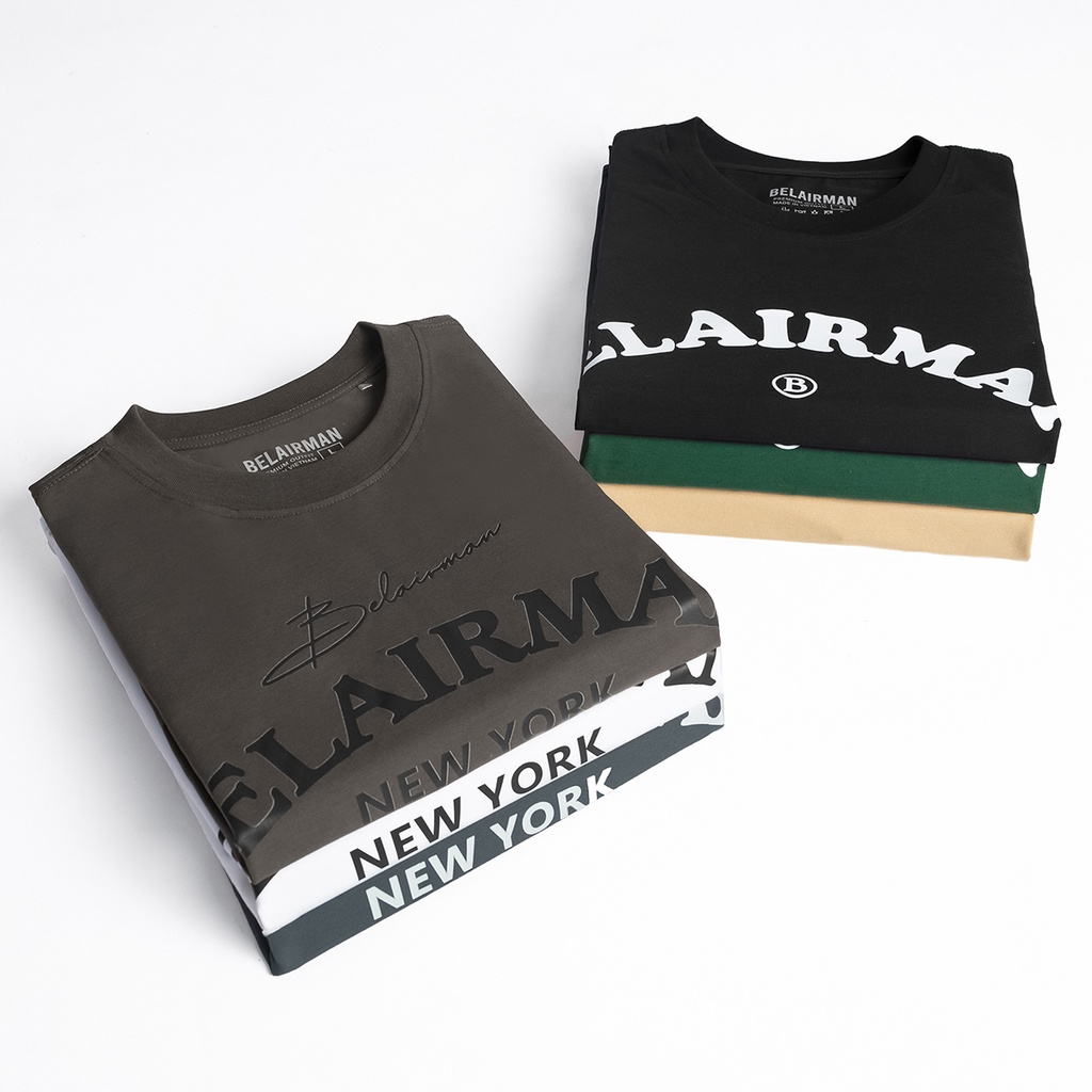 Áo thun in tay ngắn nam nữ cổ tròn vải Cotton trơn dày dặn, nhiều màu ATTR0057 - BELAIRMAN