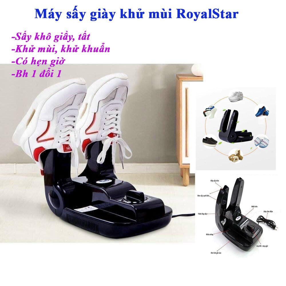 (BH 1 đổi 1) MÁY SẤY GIẦY KHỬ MÙI HIỆU QUẢ RoyalStar công suất 200W tự động sấy, có hẹn giờ an toàn hiểu quả