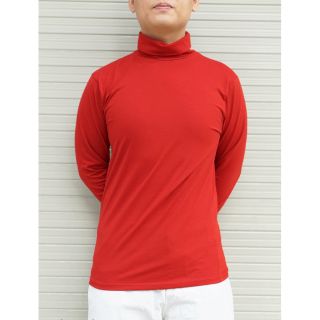 Áo thun cổ lọ tay dài nam màu đỏ tươi- DT01