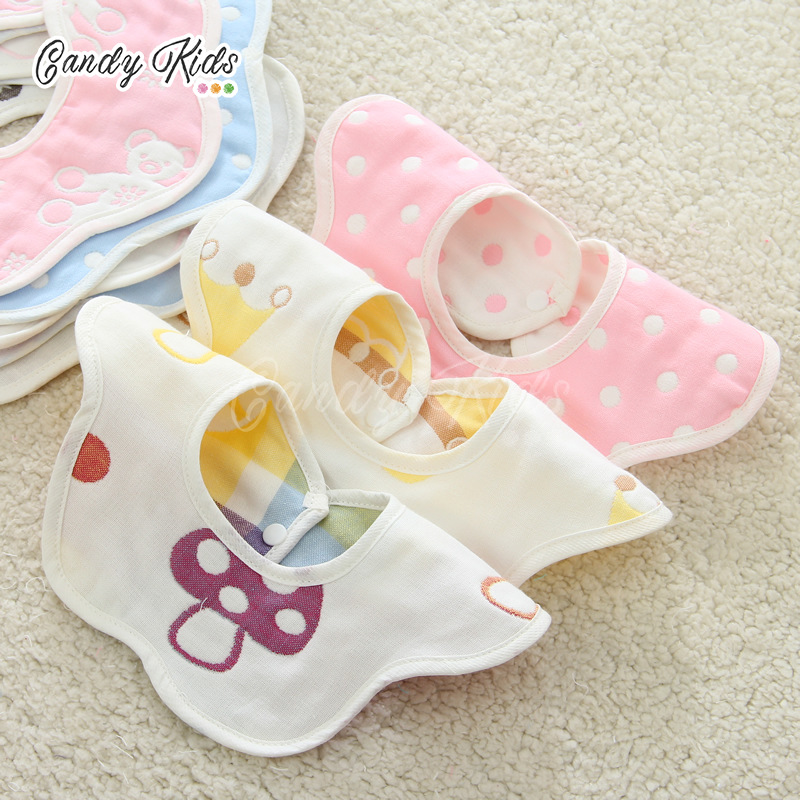 Yếm Ăn Bằng Vải Cotton Chống Thấm Nước Họa Tiết Hoạt Hình Xinh Xắn Cho Bé