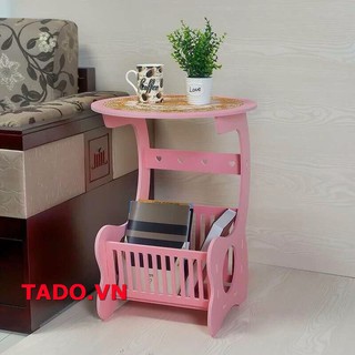 Kệ gỗ để đặt đầu giường bàn tròn kèm khăn trải siêu đẹp GD808