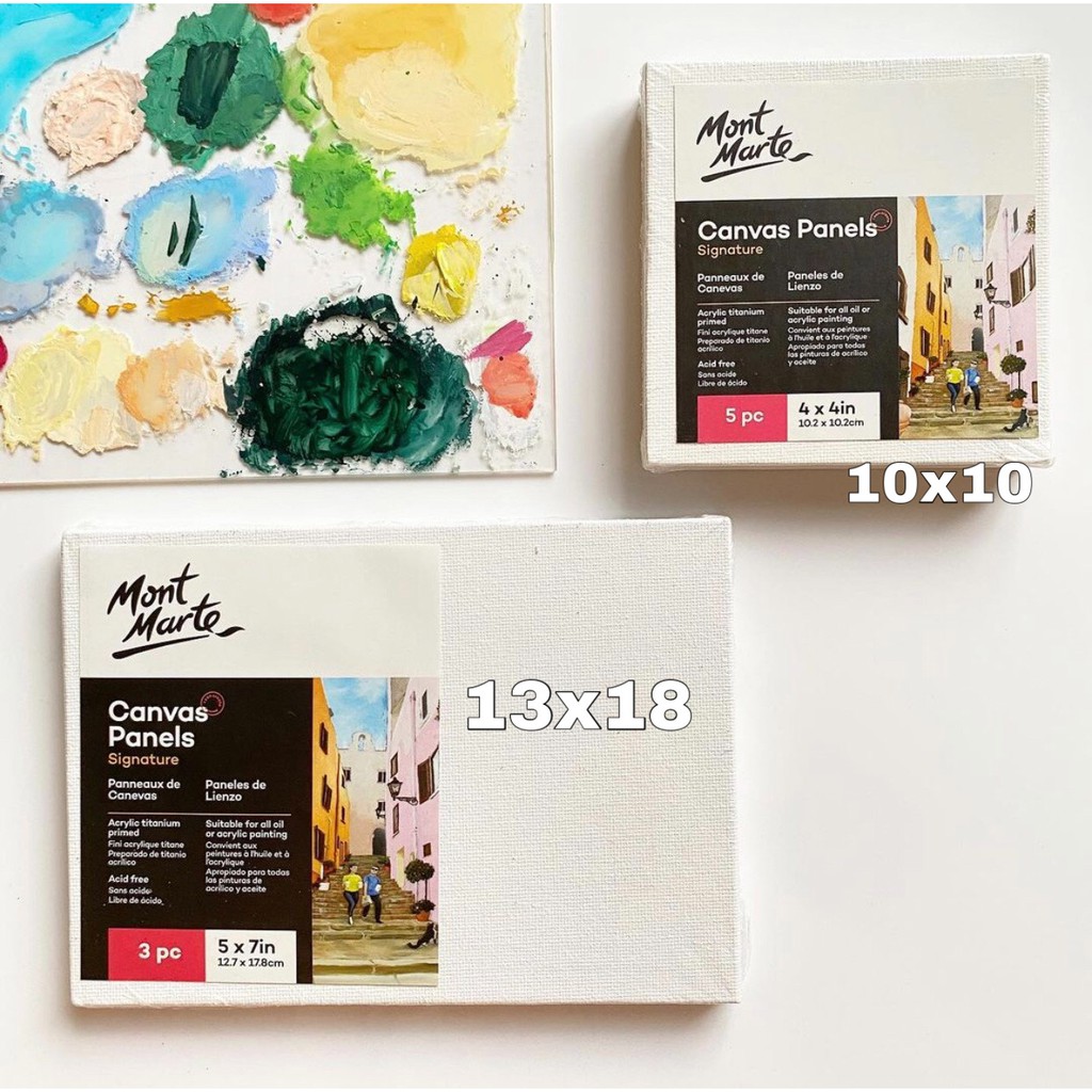 Khung canvas các size và palette hãng Mont Marte dùng để vẽ tranh