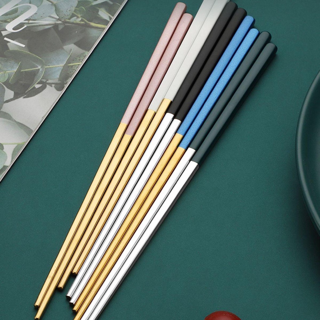 YIYU Đũa Ăn Mì Bằng Thép Không Gỉ Chống Trượt Tái Sử Dụng Được