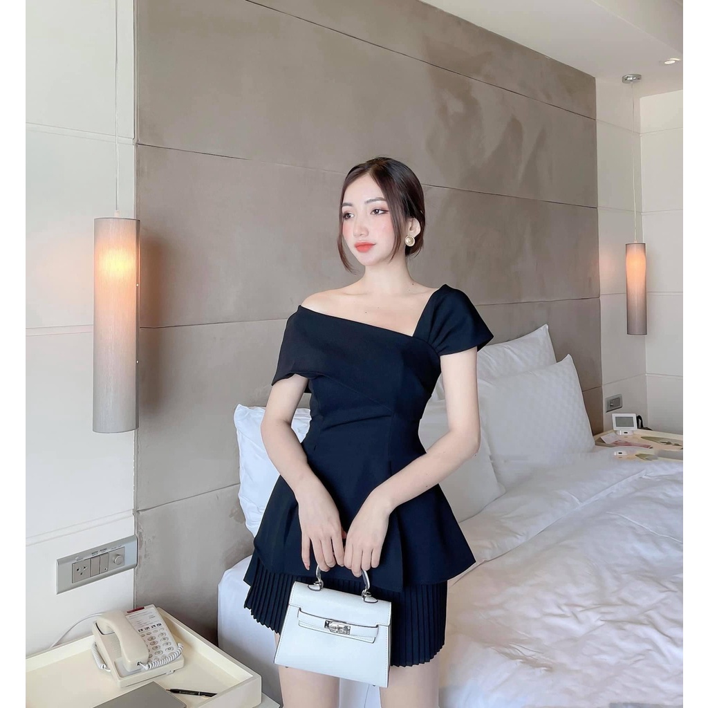 Áo kiểu lệch vai form peplum, Áo peplum lệch vai