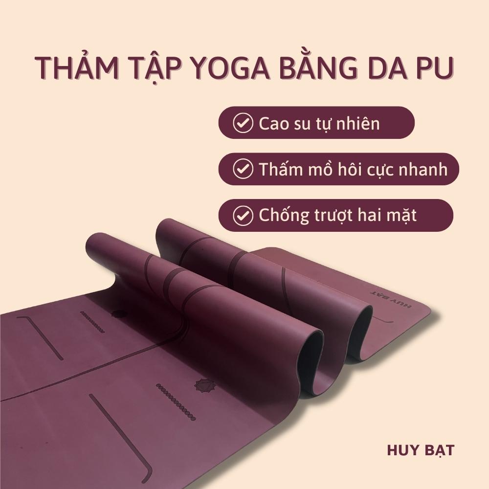 Thảm Cao Su Yoga Huy Bạt Chất Liệu Cao Su Thiên Nhiên Phủ Da Thấm Hút Mồ Hôi Chống Trượt Tặng Túi Chống Nước Và Chai Xịt
