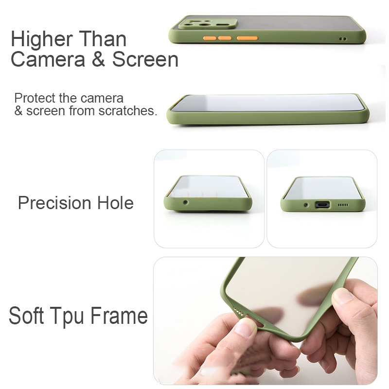 Ốp Lưng TPU + PC MàU Trơn ThờI Trang Cho Samsung Galaxy A53 A73 A13 A33 A04s M23 5G A23 A52s A52 A04s