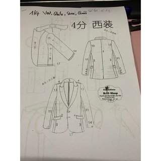 Rập may đồ búp bê BJD size 1/4-1/3