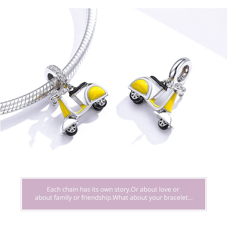 BAMOER Mặt Trang Sức BạC 925 Hình Xe Đạp Độc Đáo BSC136