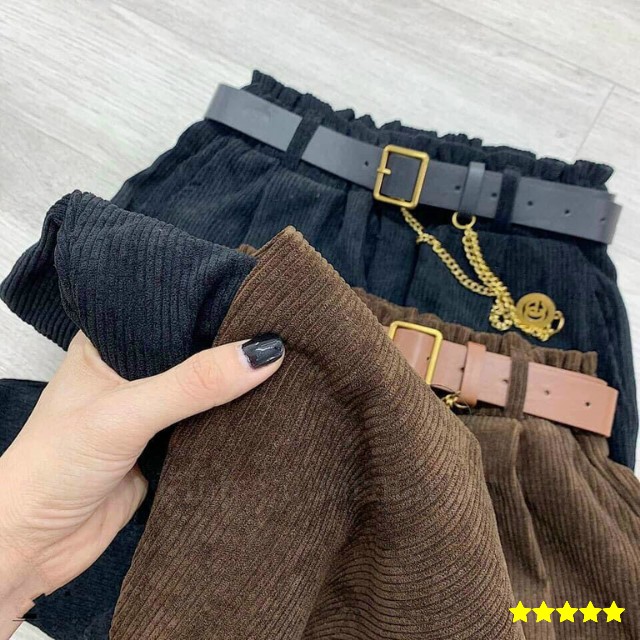 [Free Ship]Quần baggy vải nhung mềm mại cao cấp, quần nhung thoáng nhẹ siêu đẹp
