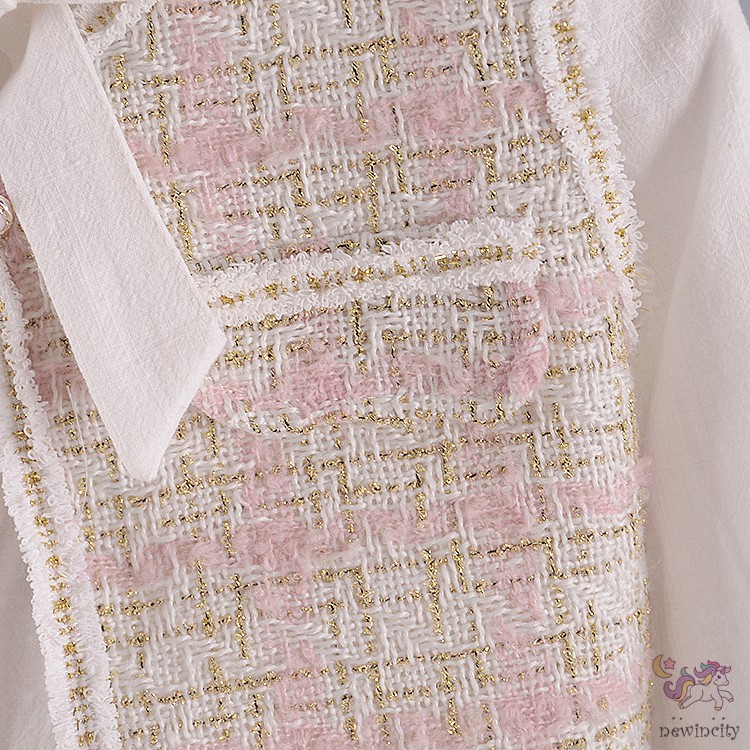 Bộ Đầm Dài Tay + Áo Khoác Vest Phong Cách Hàn Quốc Siêu Đáng Yêu Dành Cho Bé Gái