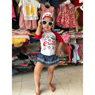 Bộ bơi dài tay Cherry cho bé gái