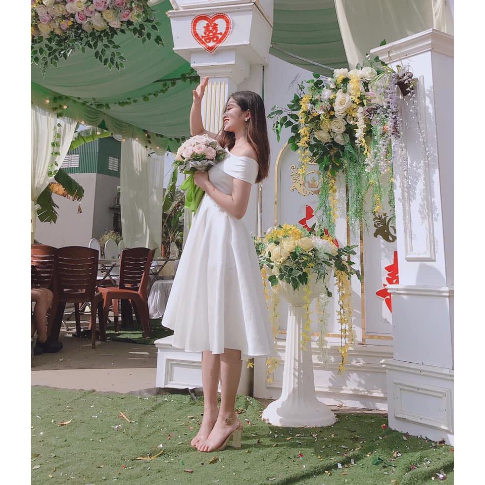 [Mã FAGREEN1505 giảm tới 30K đơn 99K] Đầm dự tiệc phi bóng trễ vai dáng xòe cực duyên dáng - Leona dress | BigBuy360 - bigbuy360.vn