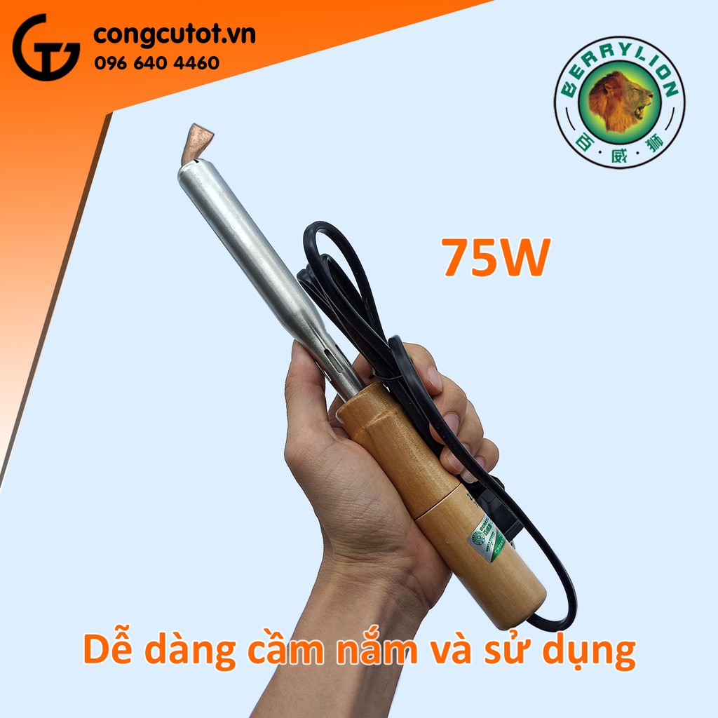Mỏ hàn dẹp cán gỗ Berrylion 75W