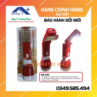 Đèn pin cầm tay siêu sáng thân gập G8-520 (có thể dùng làm đèn bàn tích điện dùng khi mất điện)  - [CHÍNH HÃNG]